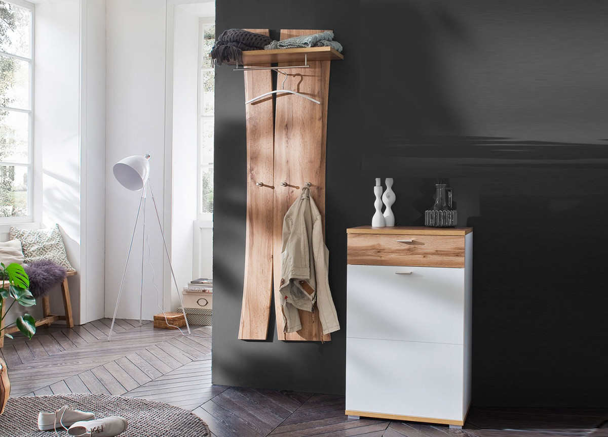 Meuble rangement et vestiaire blanc et bois