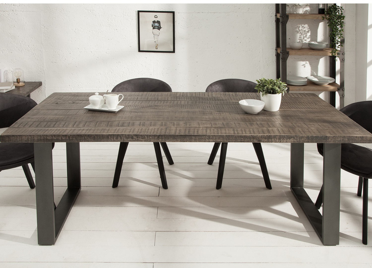 table à manger rectangulaire bois et métal