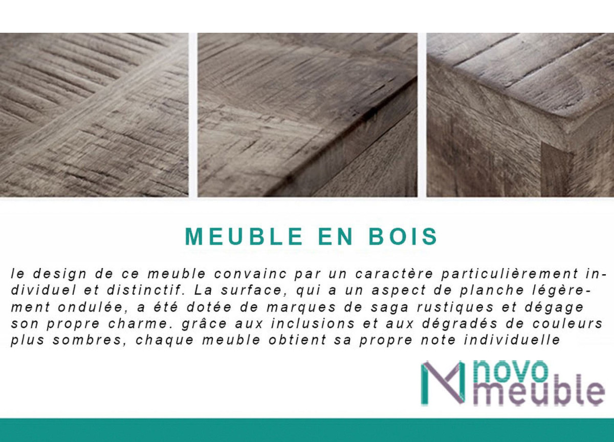 Table basse rectangulaire en bois et pied métal design