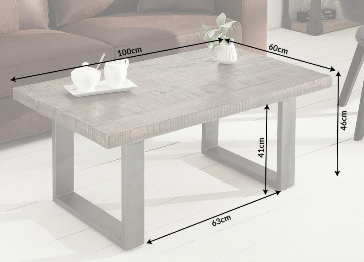 Table basse rectangulaire en bois et pied métal design