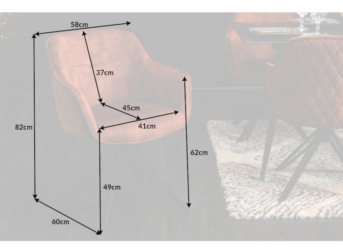 Chaise pivotante matelassée marron avec accoudoir