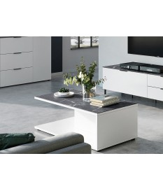 Table basse rectangulaire - Blanc / Gris effet marbre