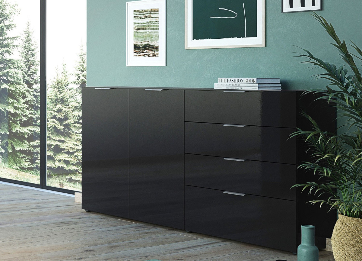 Grand buffet noir - Verre noir 2P 4T