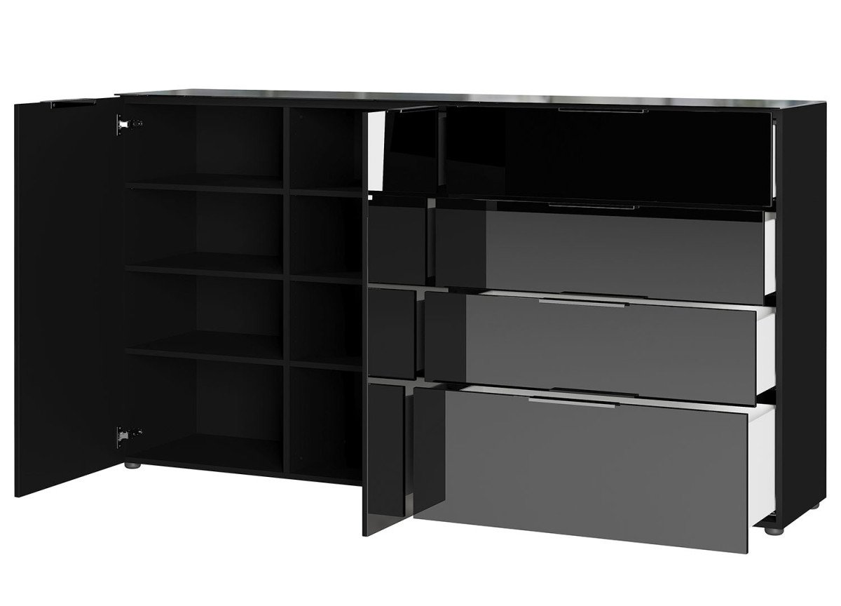 Grand buffet noir - Verre noir 2P 4T