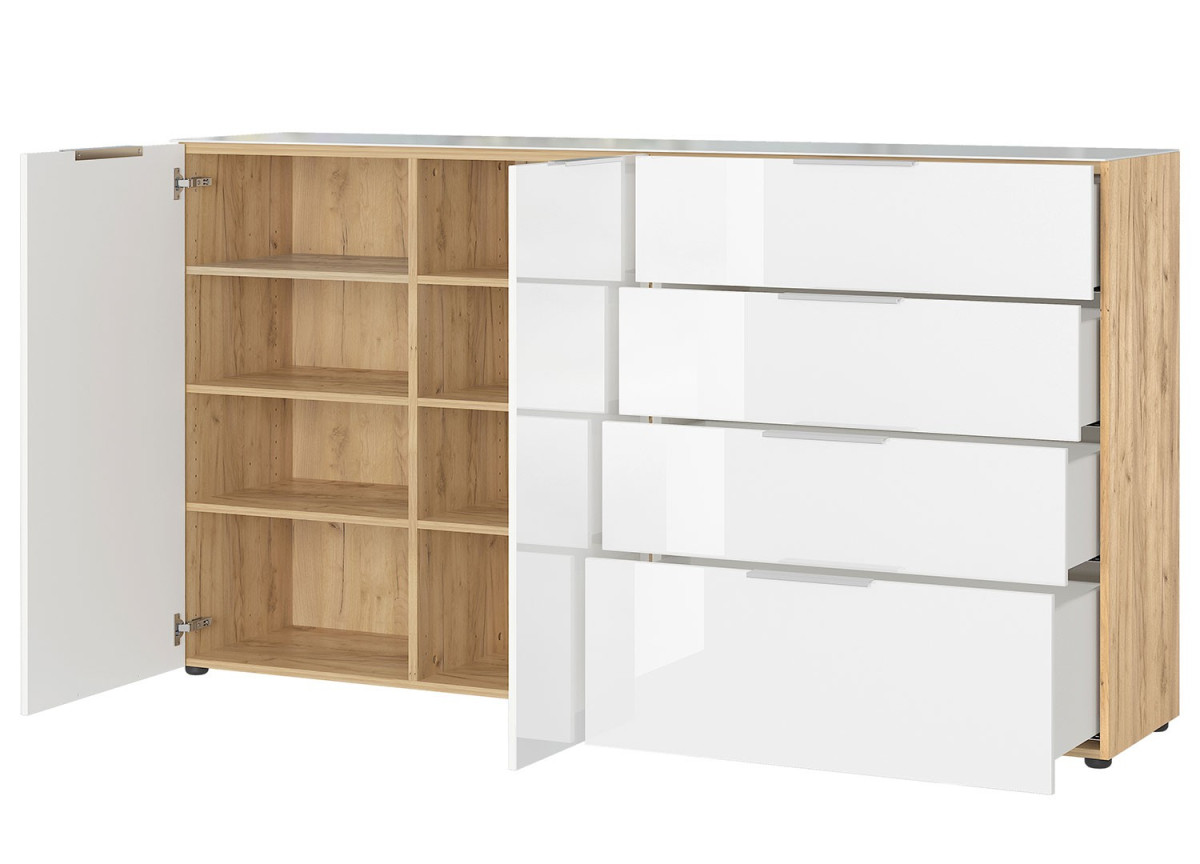 Grand buffet bois - Verre blanc 2P 4T