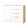 Petit buffet bois - Verre blanc 1P 4T