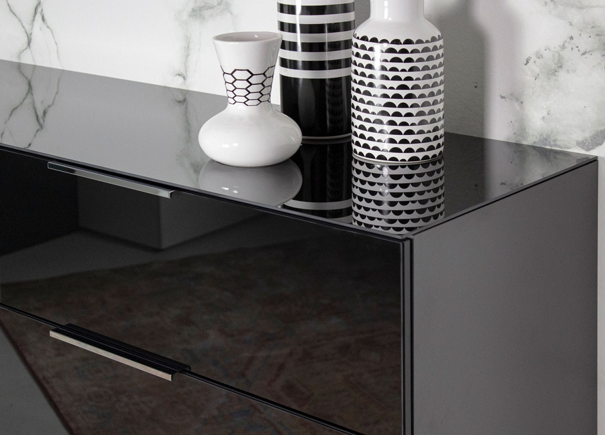 Commode noir - Verre noir 2P 1T