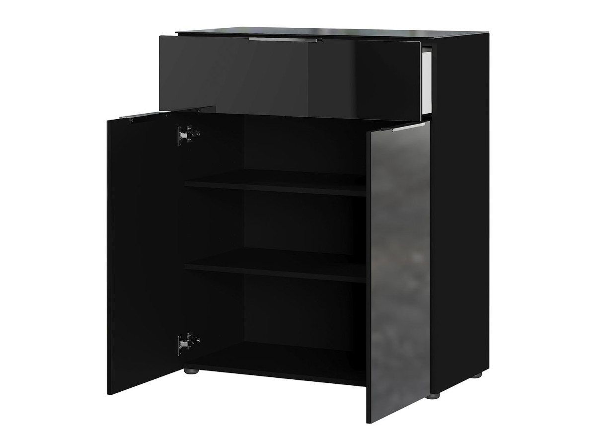 Commode noir - Verre noir 2P 1T
