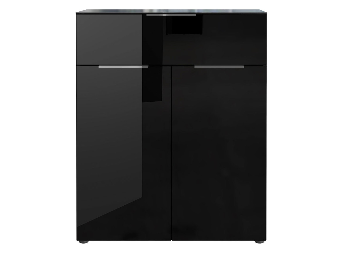 Commode noir - Verre noir 2P 1T