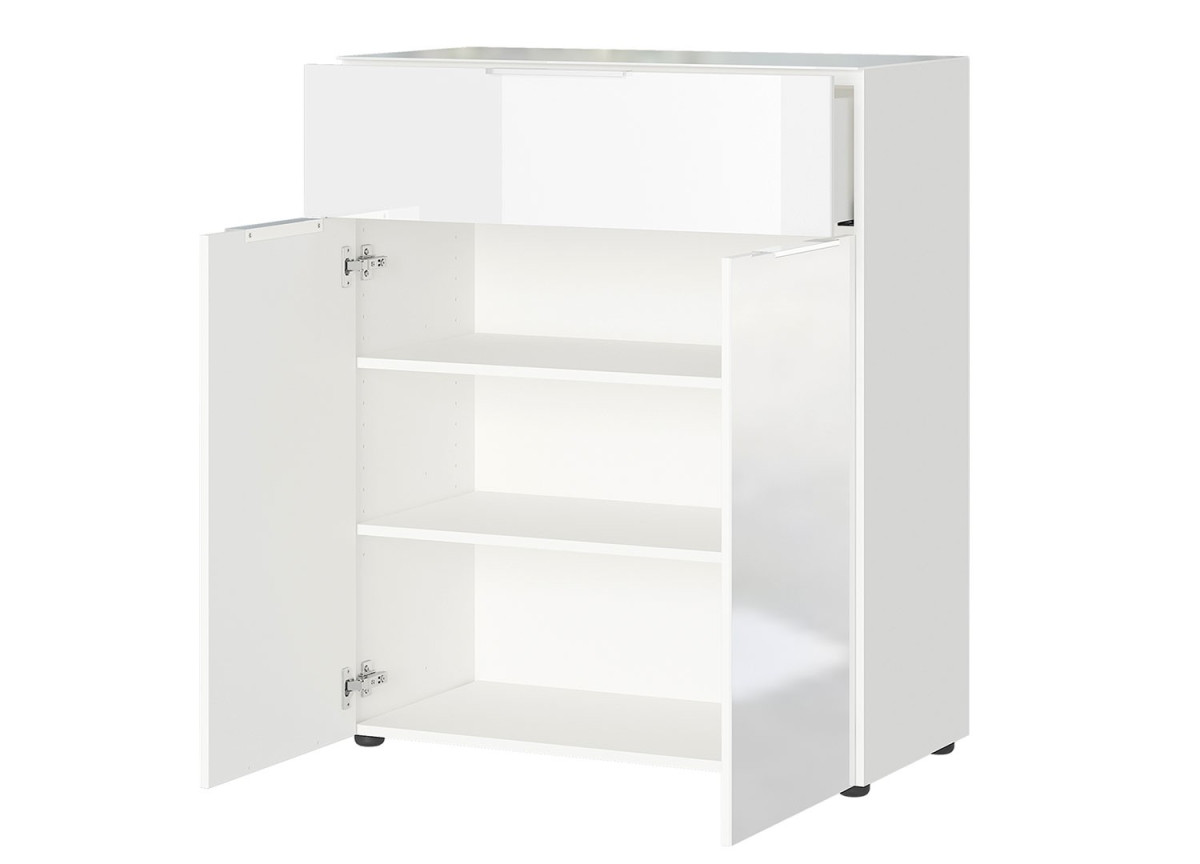 Commode blanche - Verre blanc 2P 1T