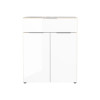 Commode bois - Verre blanc 2P 1T