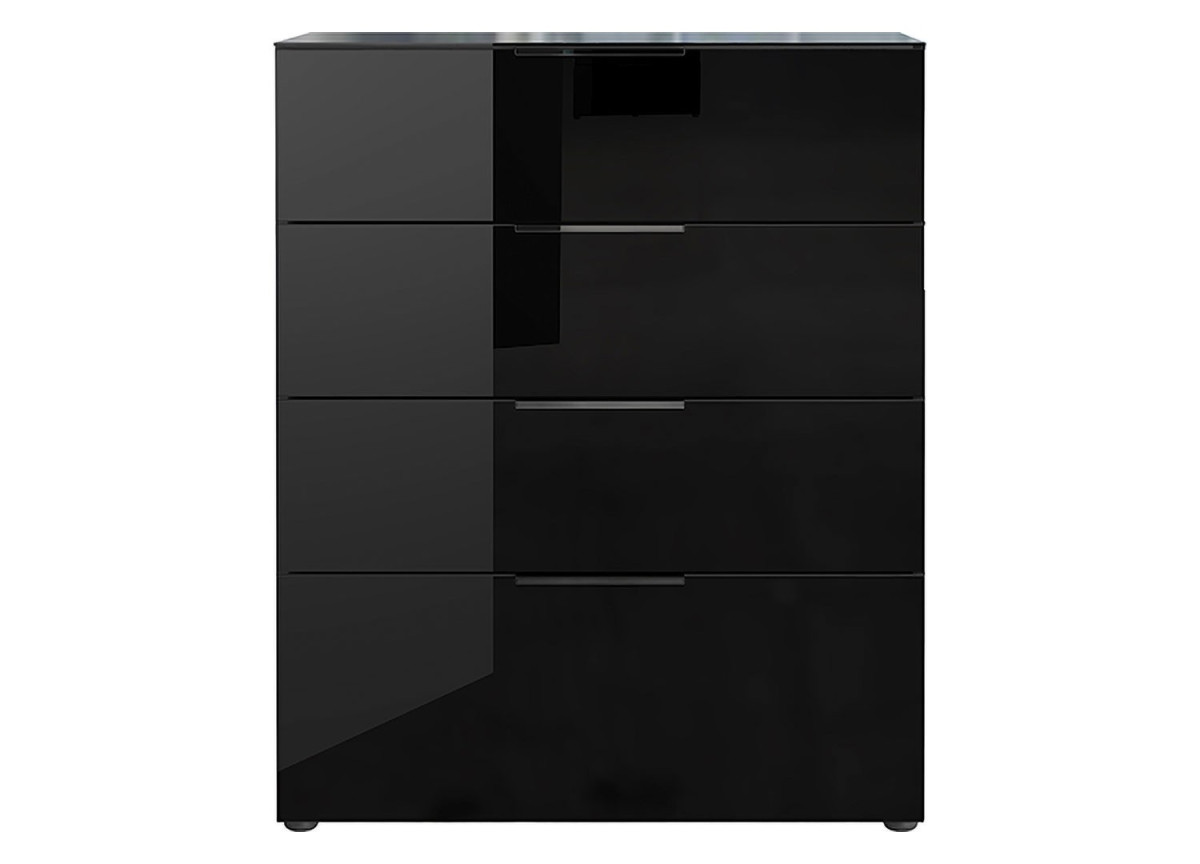Commode à tiroirs noire - Verre noir