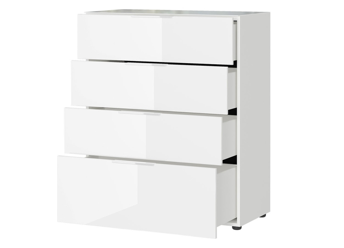 Commode à tiroir blanche - Verre blanc