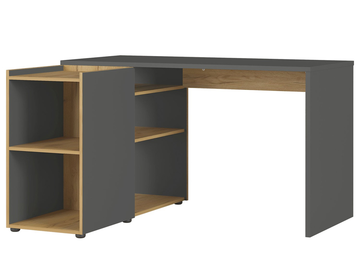 Bureau en angle avec panneau latéral et rangement intégré