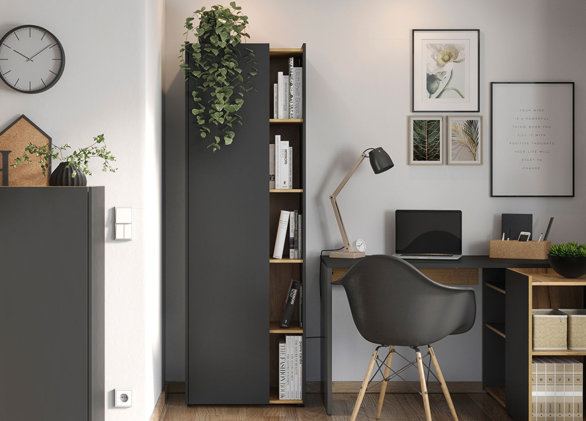 Armoire haute, une porte et ouverture pour dossier de bureau