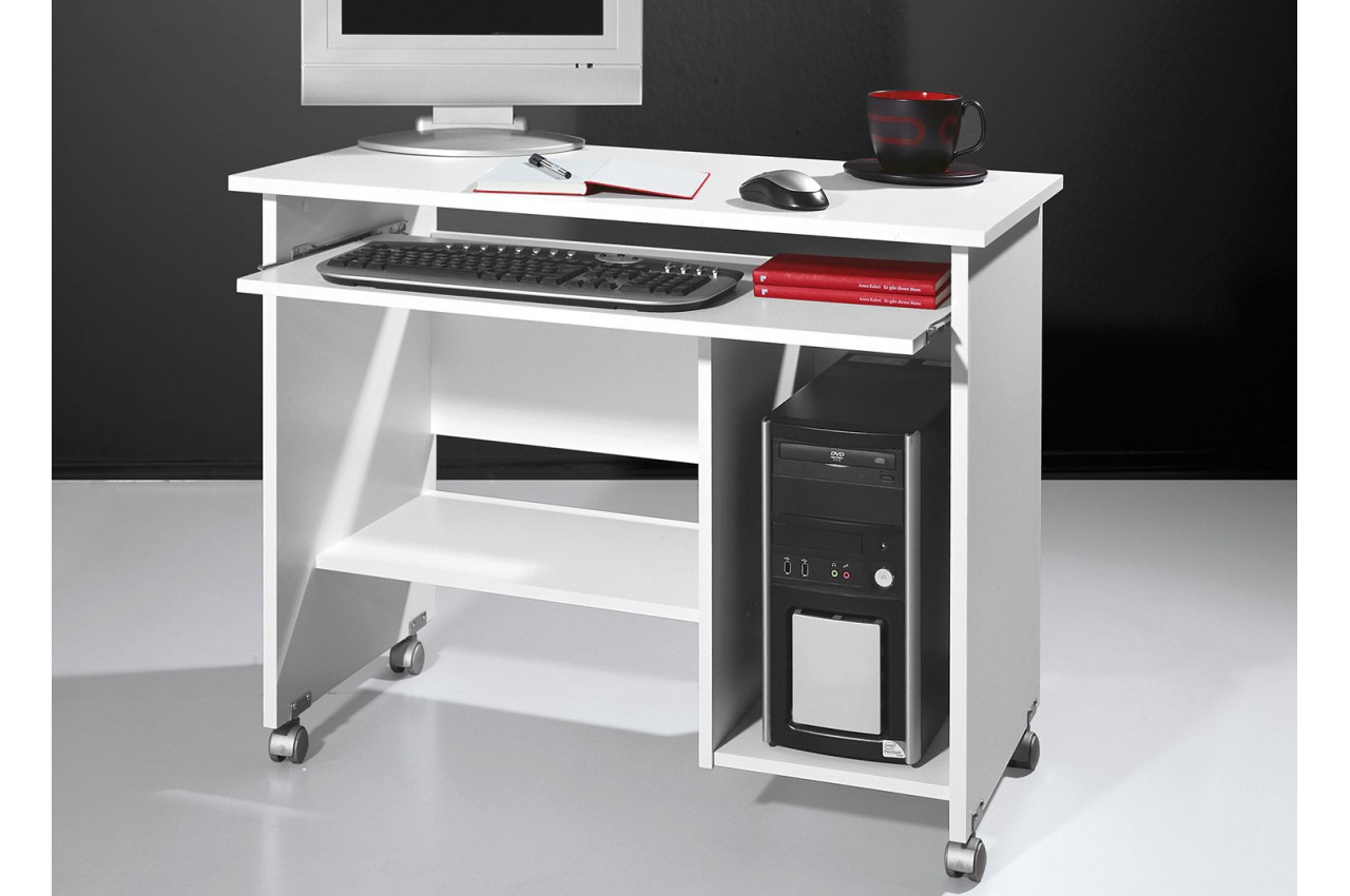 Bureau compact avec rangement intégré blanc pour bureau
