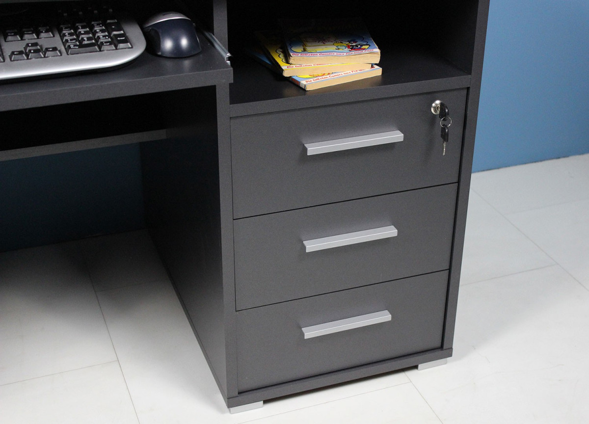Bureau rangement intégré gris anthracite