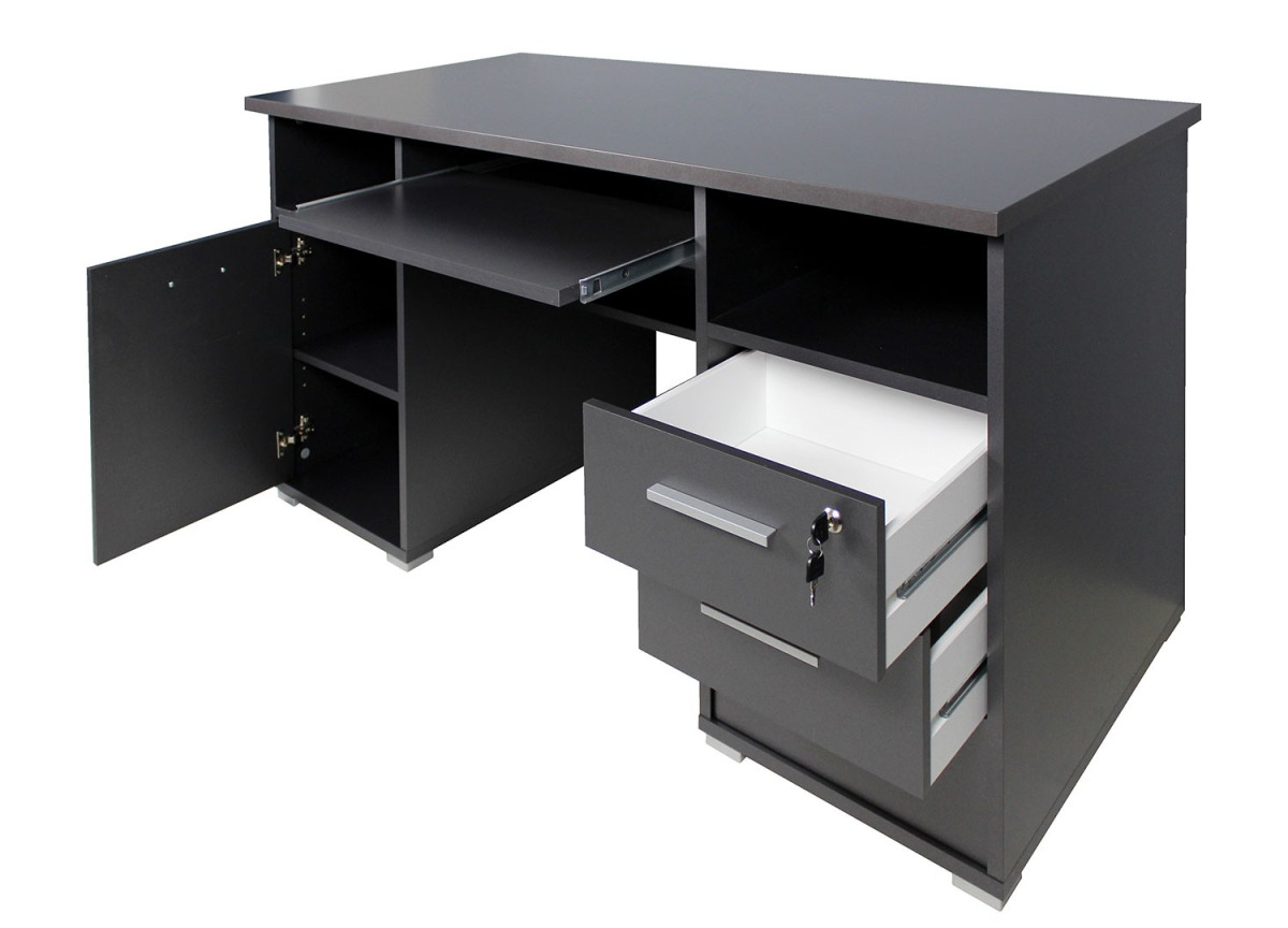 Bureau rangement intégré gris anthracite