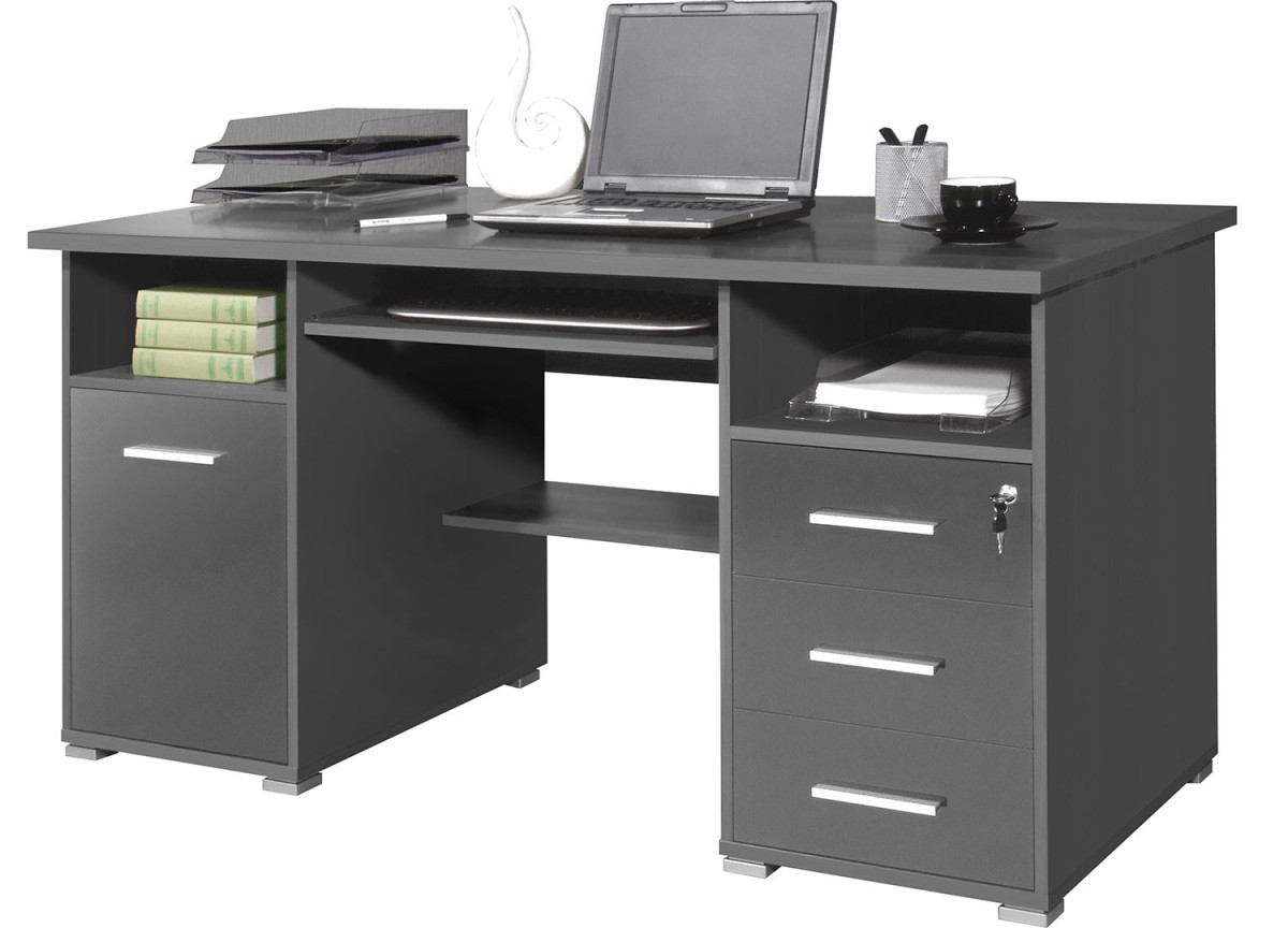 Bureau rangement intégré gris anthracite