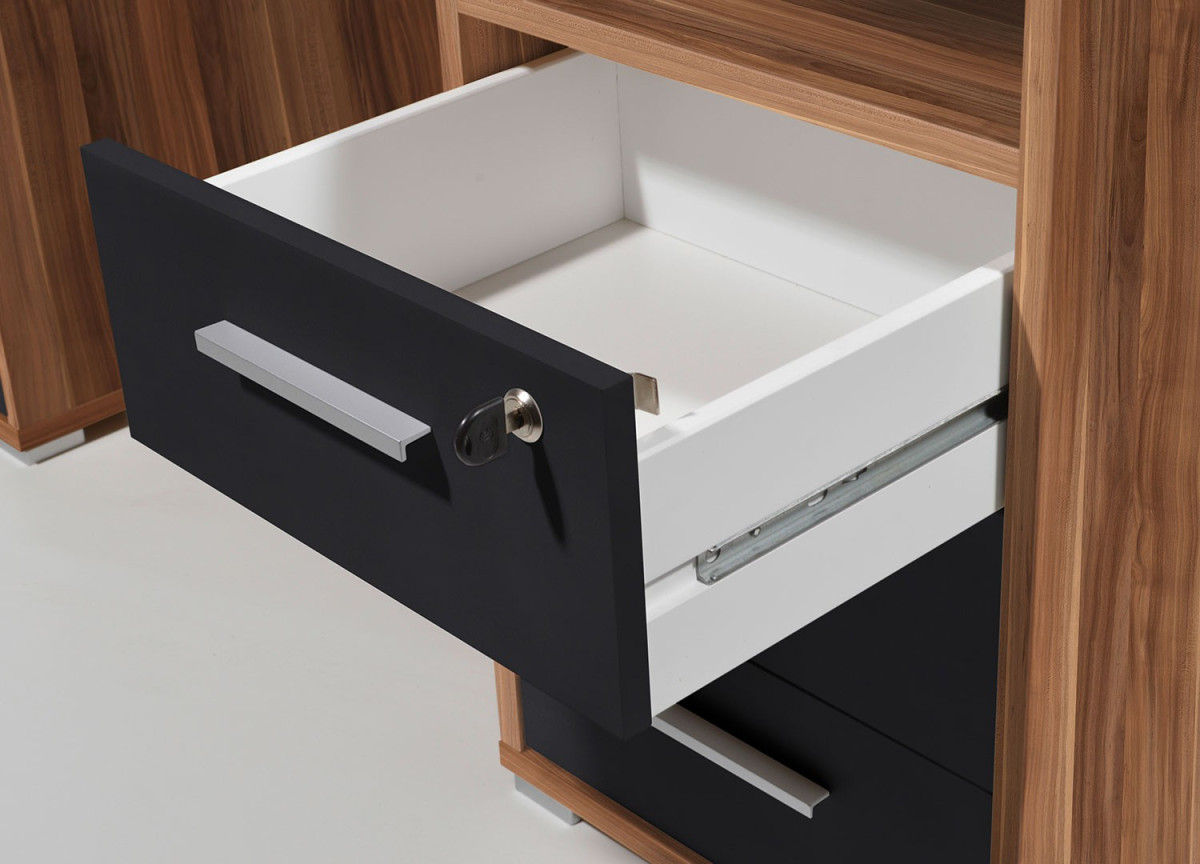 Bureau rangement intégré Noyer/Noir