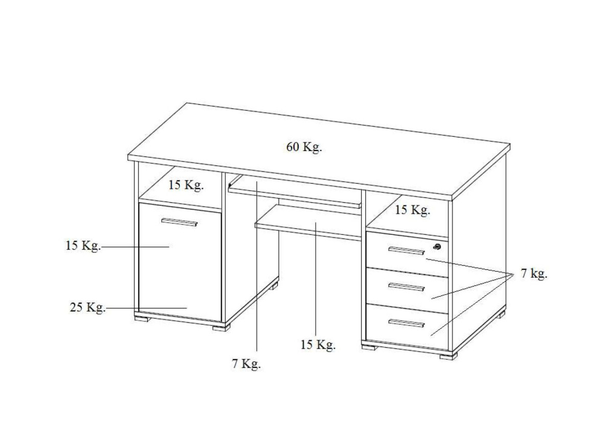 Bureau rangement intégré Noyer/Noir