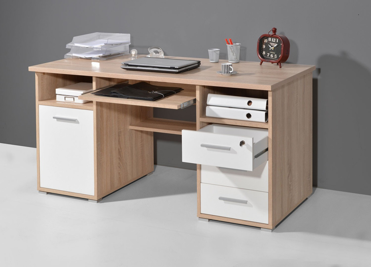 Bureau Gris Anthracite Design et Bois avec rangements - STAND