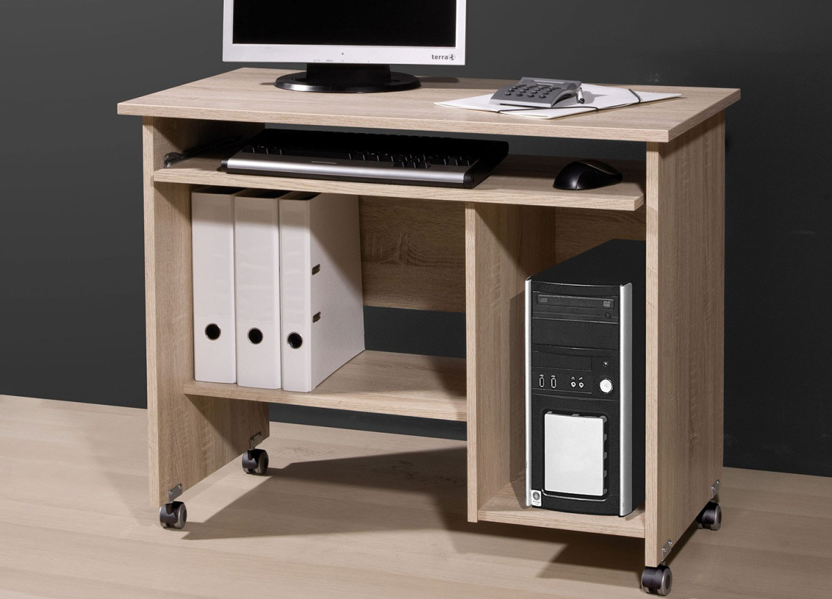 Bureau compact avec rangement intégré bois