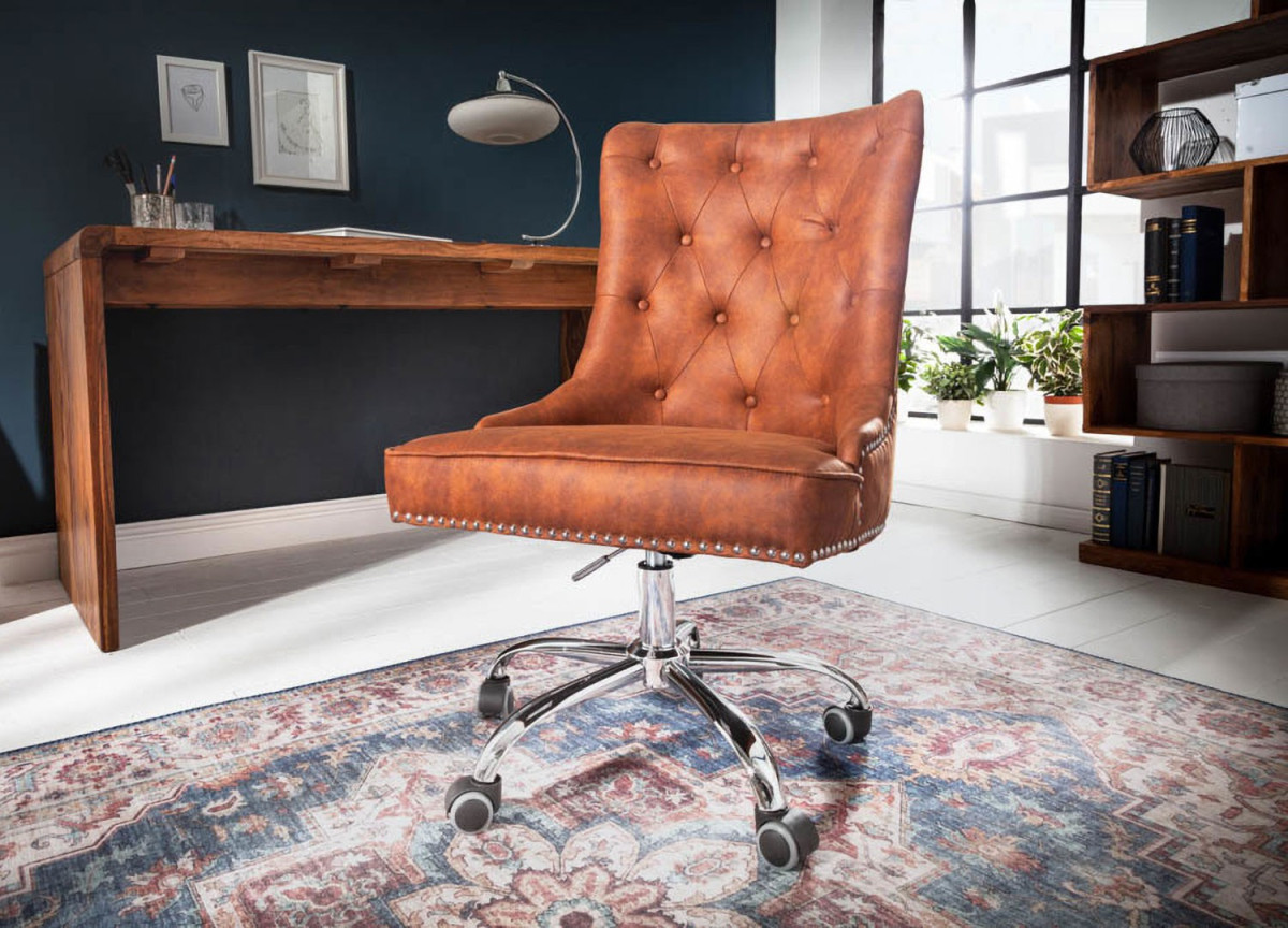 Fauteuil de bureau marron clair vintage