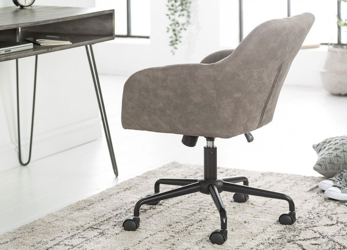 Chaise de bureau matelassée velours taupe