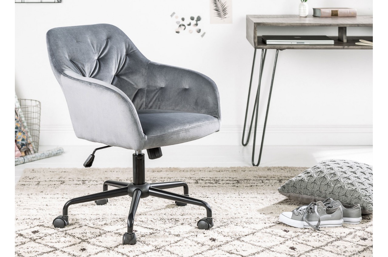 Chaise De Bureau Style Tissu Grise/blanche - Chaise - Fauteuil bureau BUT