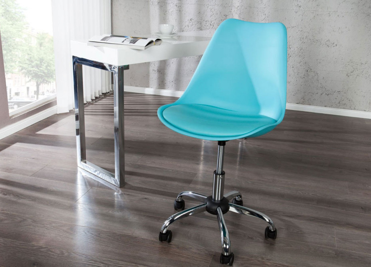 Chaise de bureau scandinave réglable en hauteur bleu clair