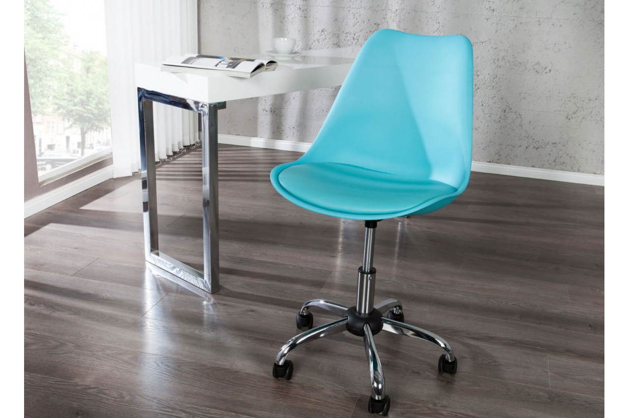 Chaise de bureau scandinave réglable en hauteur bleu clair pour bureau