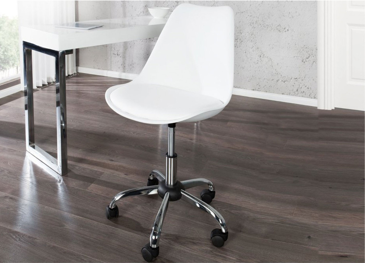 Chaise de bureau scandinave réglable en hauteur blanche