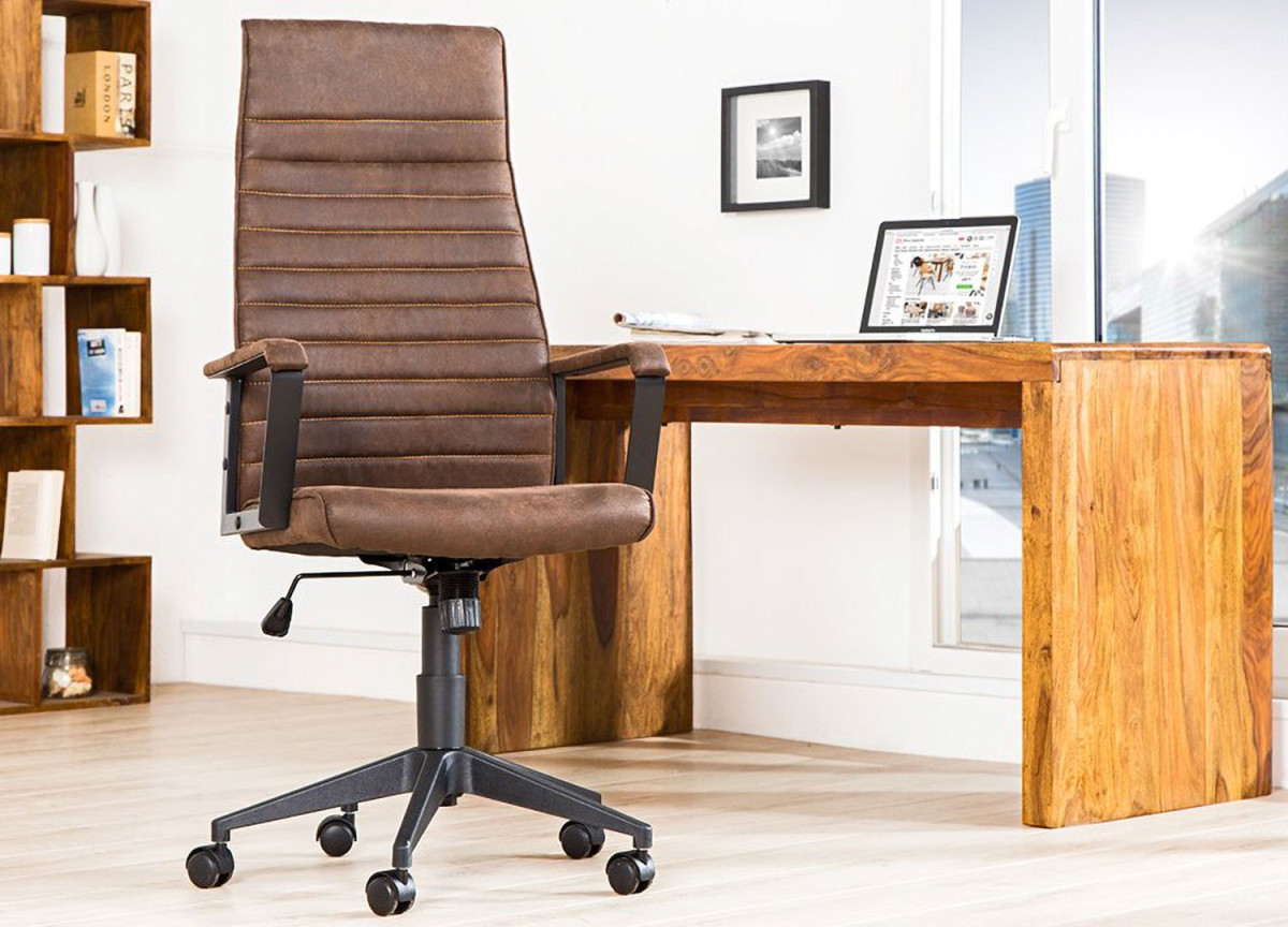 Fauteuil de bureau réglable marron avec accoudoirs