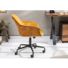 Chaise de bureau velours jaune moutarde avec accoudoirs