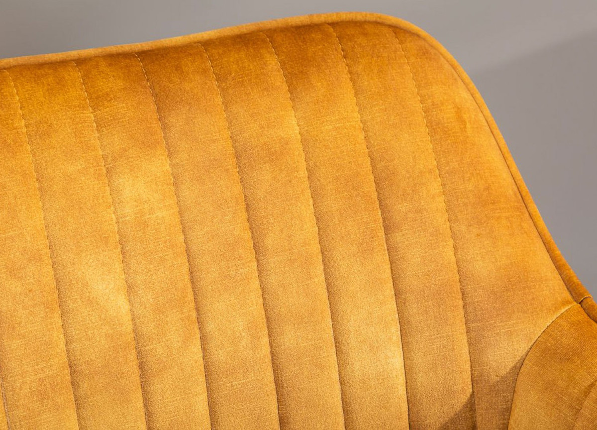 Chaise de Bureau Velours Jaune Or avec accoudoirs