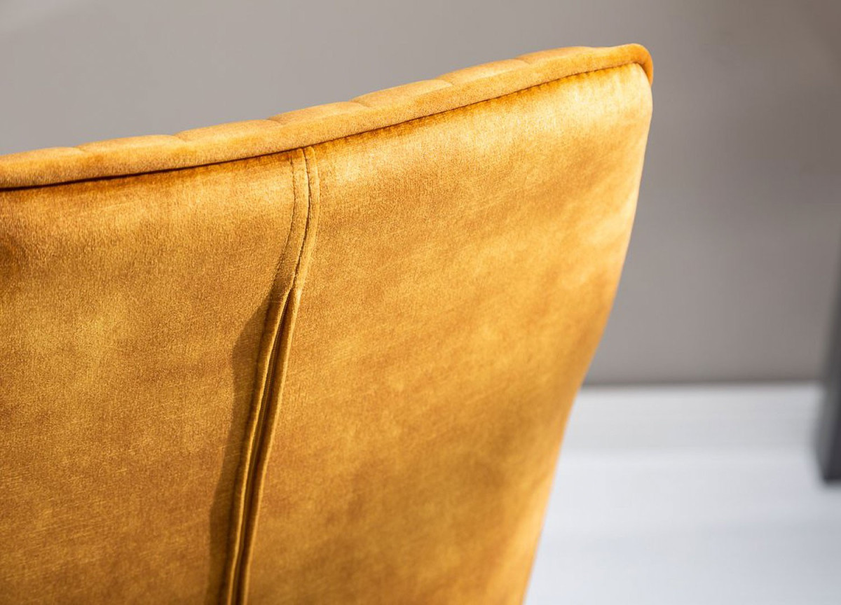 Chaise de Bureau Velours Jaune Or avec accoudoirs