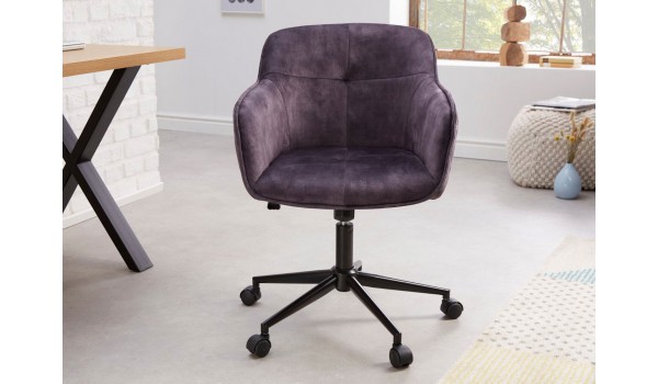 Chaise de bureau design en velours gris foncé