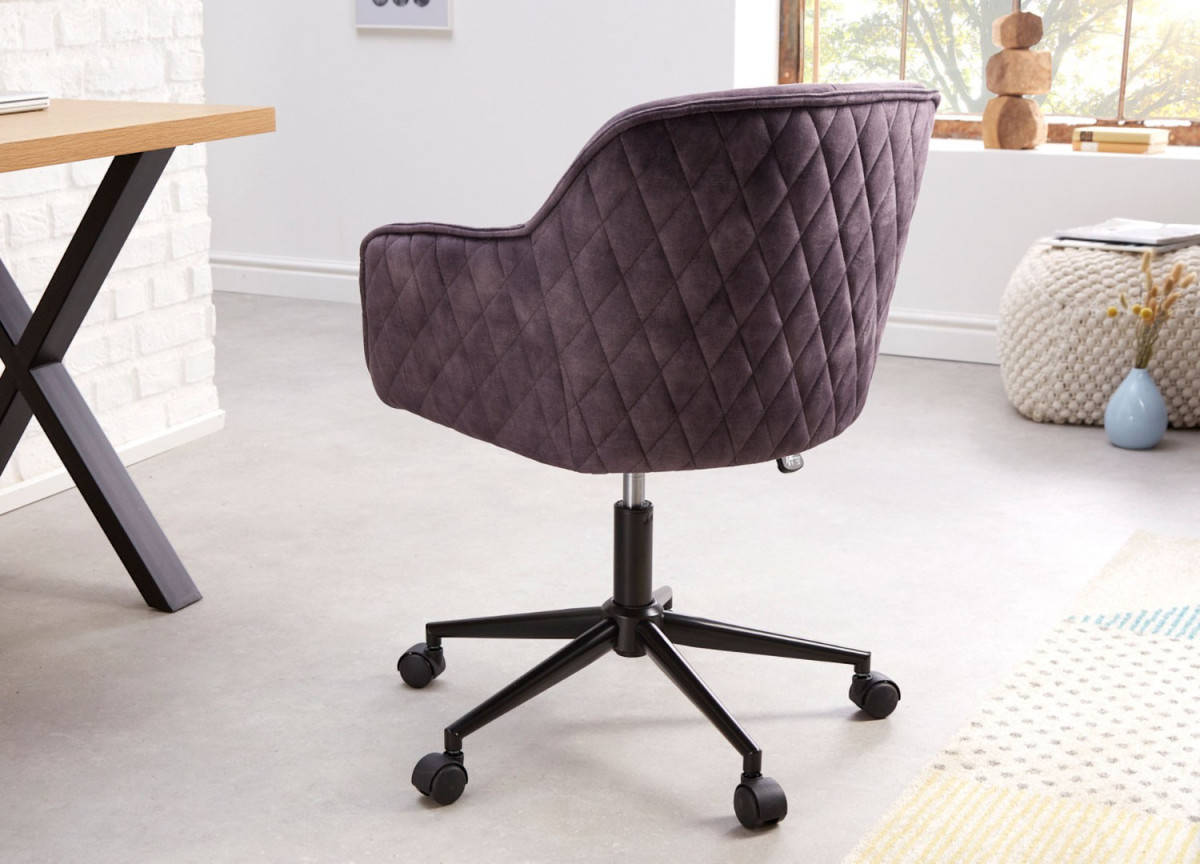 Chaise de bureau design en velours gris foncé