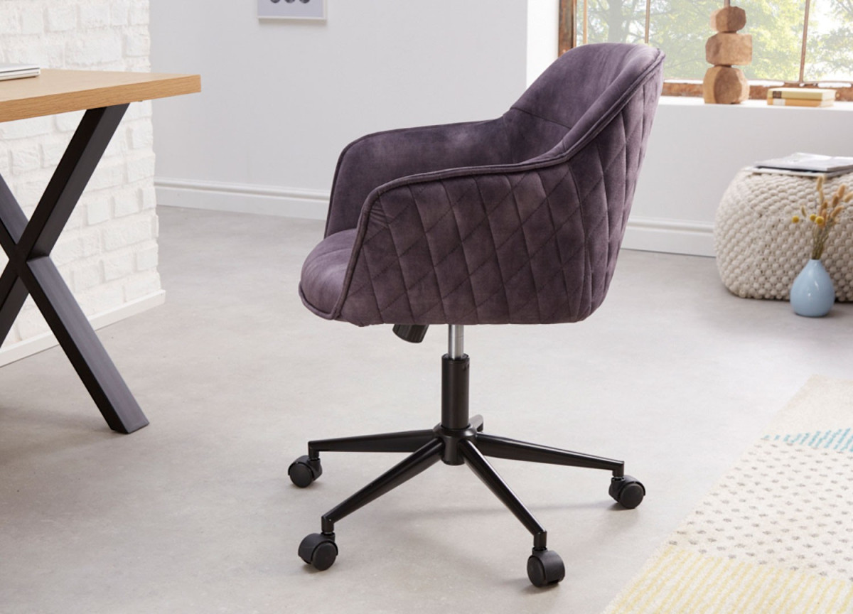 Chaise de bureau design en velours gris foncé