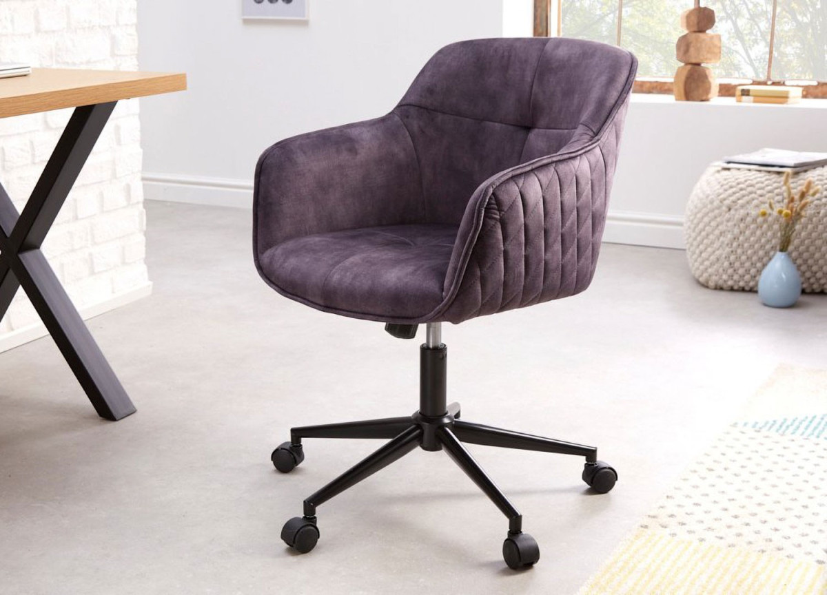 Chaise de bureau design en velours gris foncé