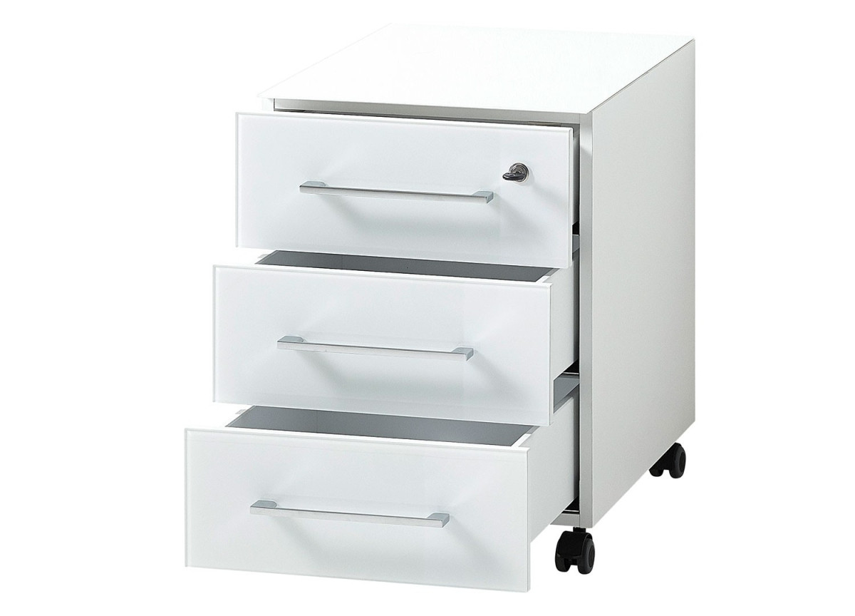 Table de travail bureau blanc verre blanc