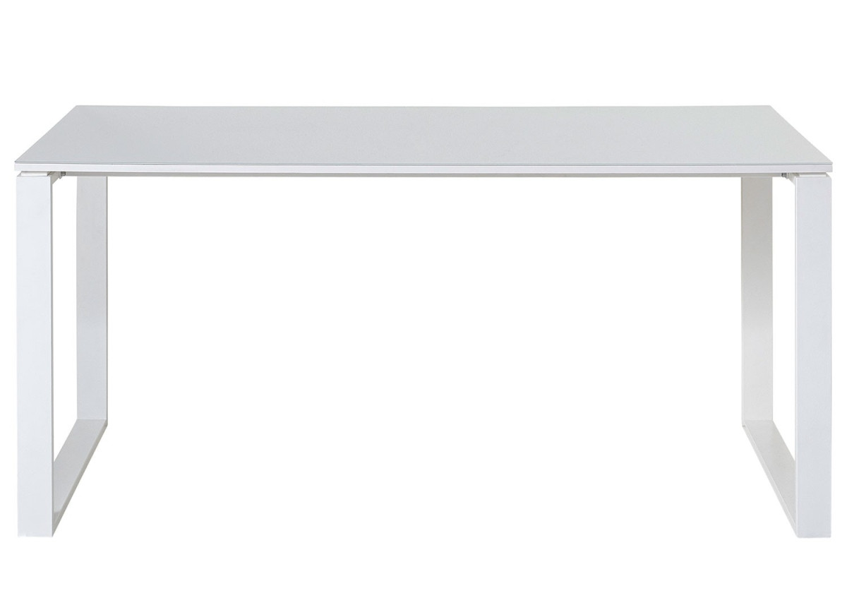 Table de travail bureau blanc verre blanc