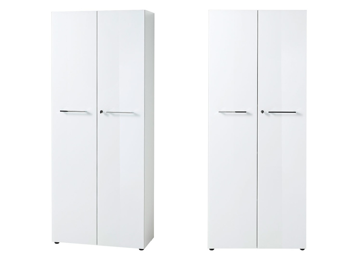 Armoire bureautique haute blanche verre blanc