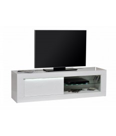 Meuble TV design blanc laqué avec reliefs 170 cm