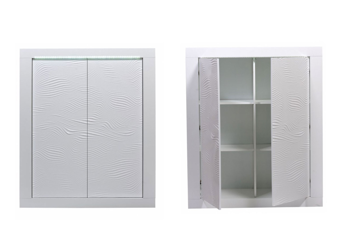 Bahut haut design 2 portes avec reliefs