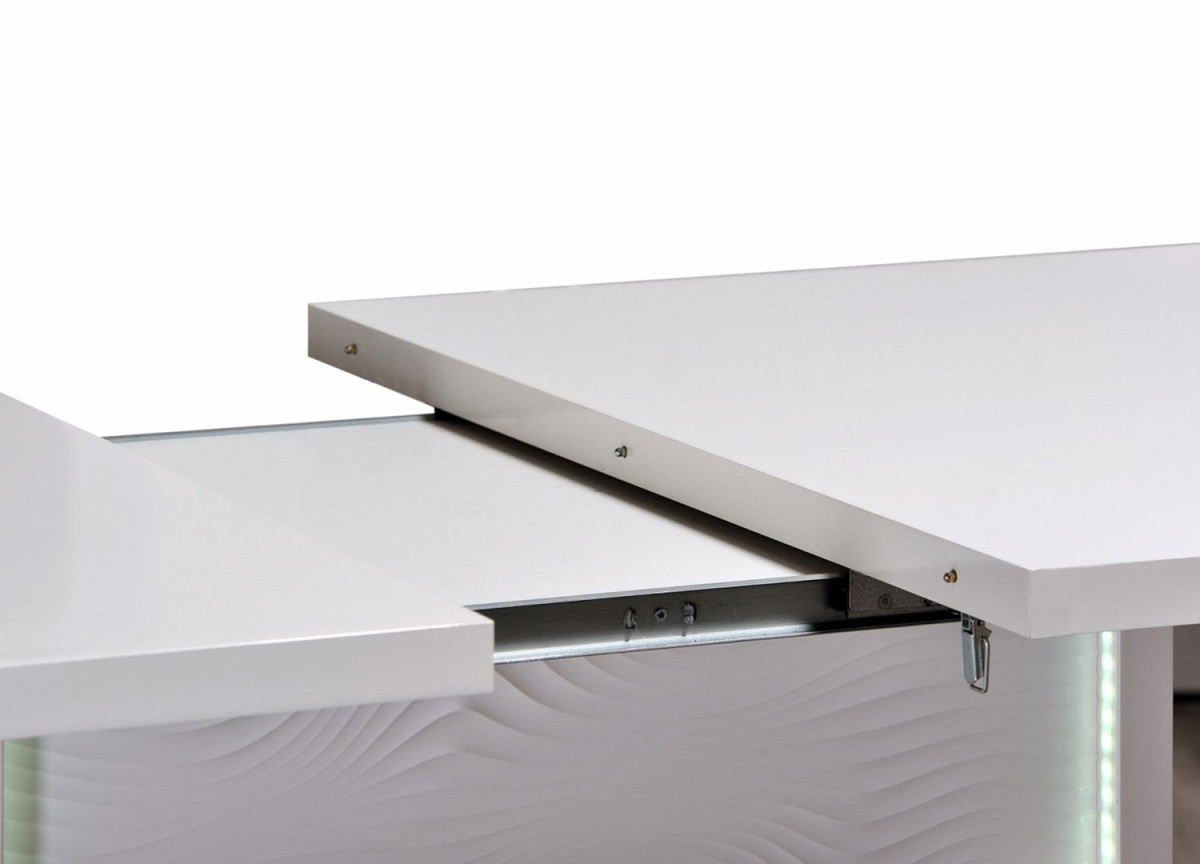 Table à manger blanche design - Pieds central éclairage intégré