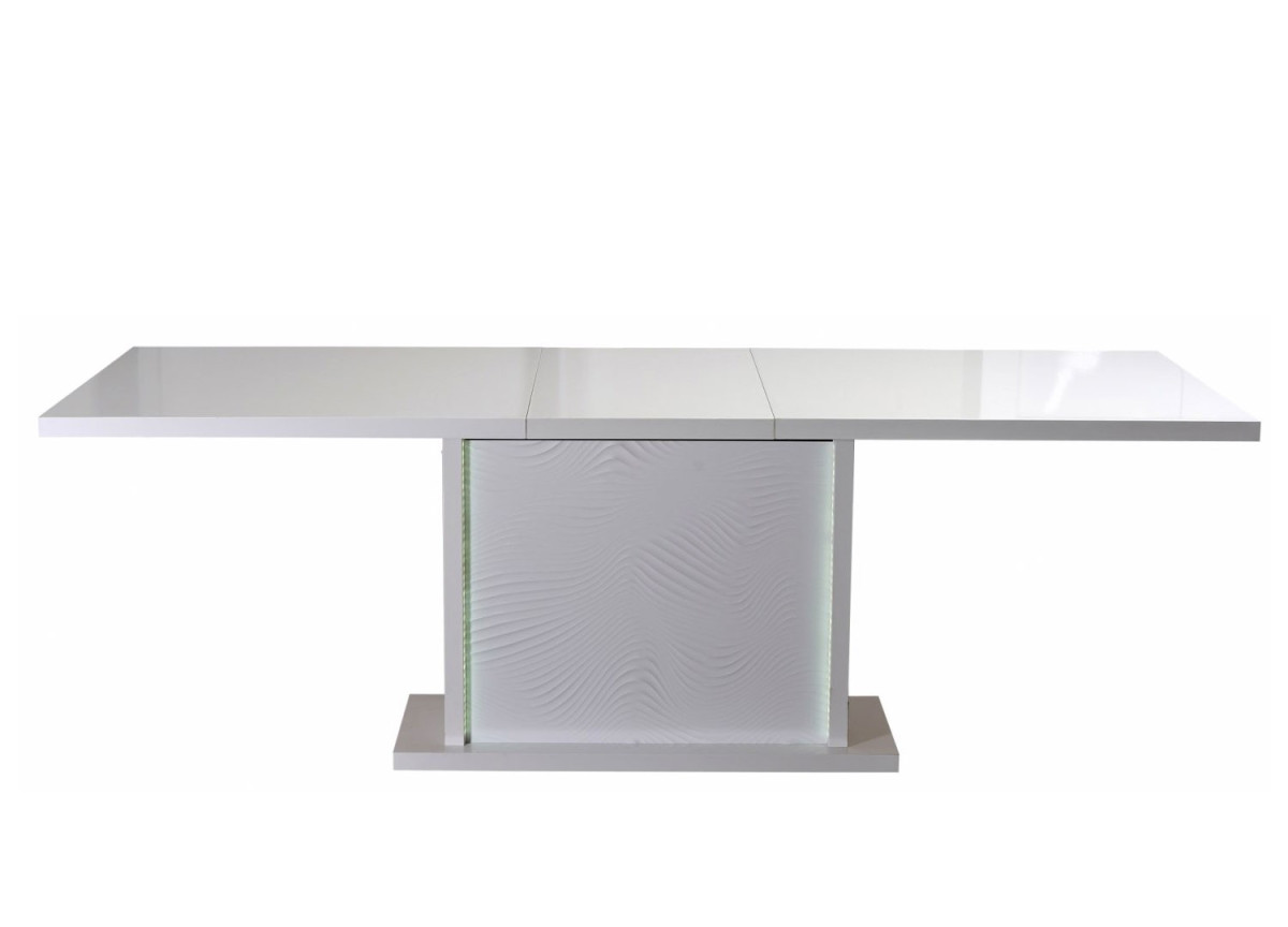 Table à manger blanche design - Pieds central éclairage intégré