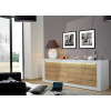 Buffet design blanc et bois avec relief 220 cm