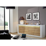 Buffet design blanc et bois 220 cm